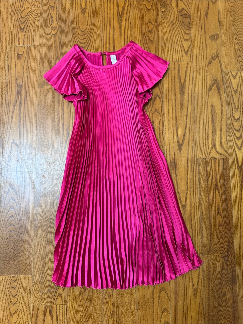 Joe Fresh Hot Pink Pleated Flutter Sleeve Dress